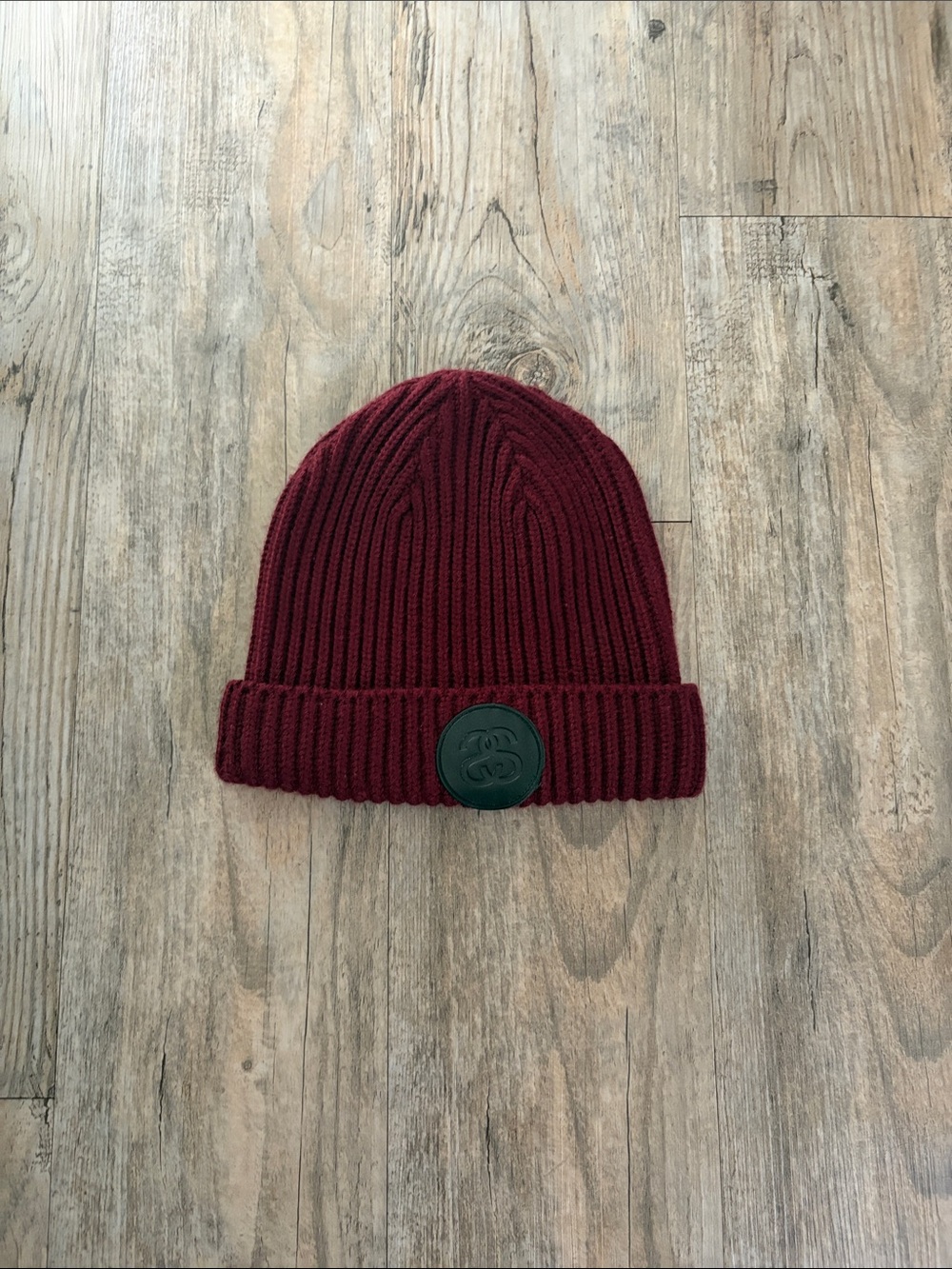 Stussy Burgundy Ribbed Cuff Beanie